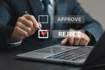 Businessman Making Decision Between Approval and Rejection Options