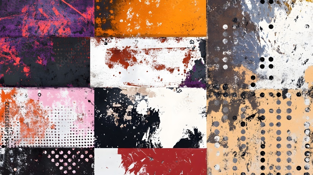Poster Vibrant Collage of Colorful Abstract Patterns and Textures for Background or Design
