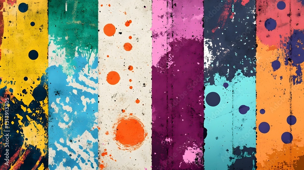 Poster vibrant colorful abstract acrylic paint splash background with energetic brushstrokes and textured l