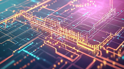 Fototapeta premium Dynamic data visualization digital space graphic design futuristic environment aerial view technology concept