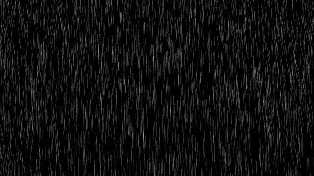 Falling Rain drops and Falling water drops animation on Alpha Channel. Raining in rainy season Nature rainfall. shower and sky drops. 4k Heavy rain overlay water splashes and Thunder lightning