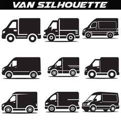 Delivery van silhouettes vector illustration