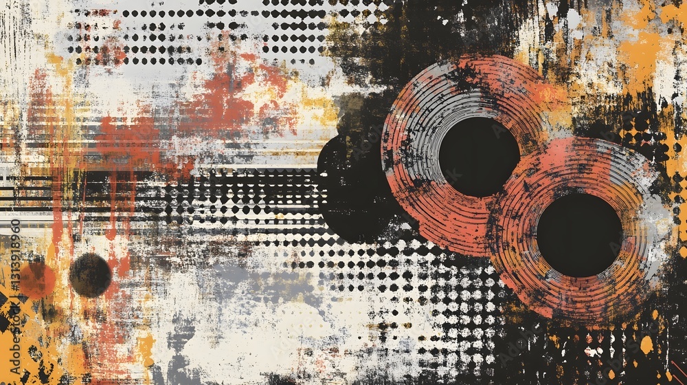 Poster Vibrant Futuristic Geometric Abstract Digital Art Composition with Colorful Shapes and Patterns