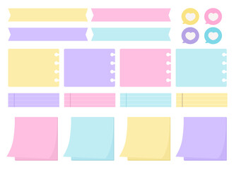 Set of colorful cute note paper planner stickers