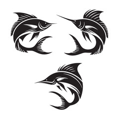 Majestic Sailfish silhouette, the true king of the open ocean - Sailfish illustration - Minimalist Sailfish vector - Fish silhouette
