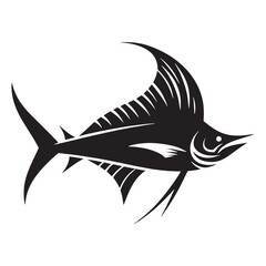 Powerful Sailfish silhouette, built for high-speed pursuits - Sailfish illustration - Minimalist Sailfish vector - Fish silhouette
