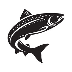 Enduring Salmon silhouette, a testament to nature’s perseverance - Salmon illustration - Minimalist Salmon vector - Fish silhouette
