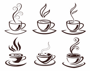Obraz premium Vectors of Coffee Cups Logo Art Symbol Design Icons Illustration