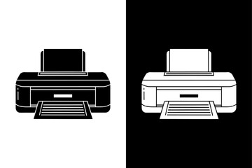 Classic Inkjet Printer Doodle Icon Black and White Silhouette Vector for Digital & Print Use.