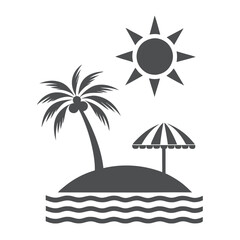 Obraz premium Minimalist Tropical Beach Vector Icon for Travel Graphics.
