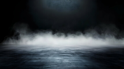 Fototapeta premium Dark Foggy Background With Concrete Floor And Light Beam