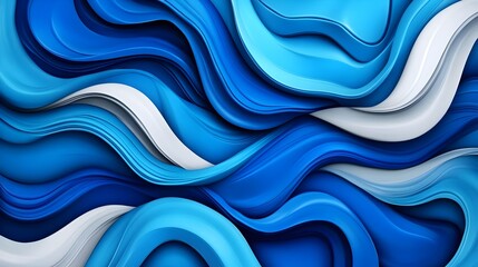 Obraz premium Serene Ocean Waves In Shades Of Blue And White, A Calming Abstract Digital Art Piece With Smooth Flowing Lines