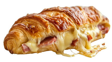 Cheesy Ham Croissant &ndash; Isolated on Transparent Background


