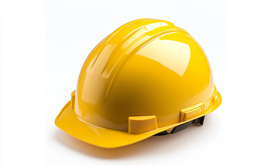 Yellow safety construction helmet isolated on white background