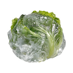 Iceberg Lettuce with Ice Isolated on Transparent Background