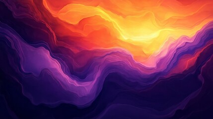 Fototapeta premium Radiant sunset over smooth flowing clouds, warm orange and purple gradients, abstract and serene, high-detail, atmospheric and peaceful, surreal horizon texture