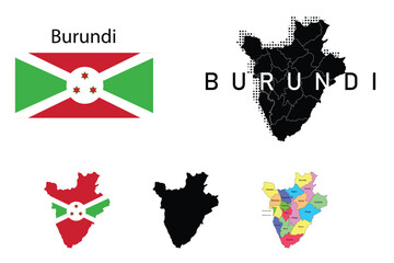 Burundi flag and map illustration vector.
