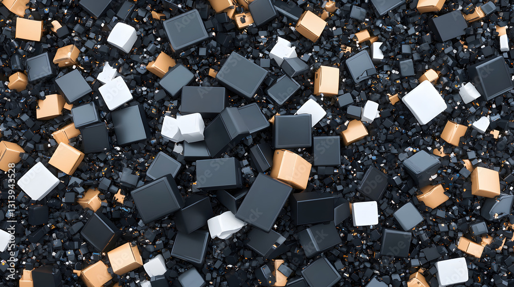 Poster abstract texture of colored cubic particles on a dark background