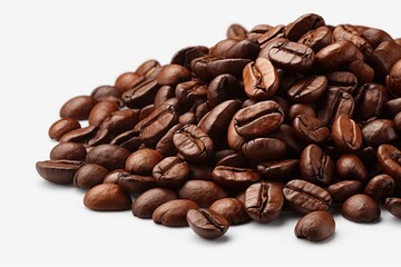 Naklejka premium A Pile of Roasted Coffee Beans on a White Background