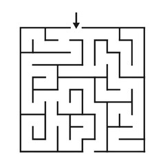 Rectangular Maze Game for Kids - Simple Flat Vector Black and White Outline Illustration.