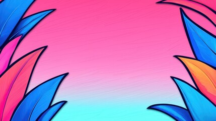 Fototapeta premium Feathered edges frame vibrant pink, blue gradient backdrop, creating captivating abstract design