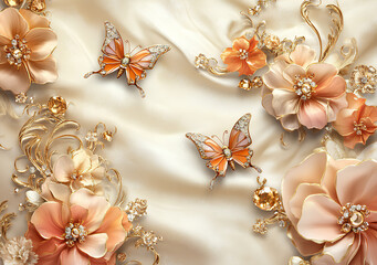 luxury flower with silk background