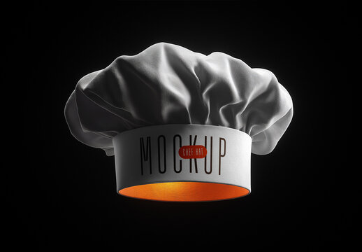 Professional chef hat, cook hat, culinary hat mockup, high-quality fabric texture template for branding, restaurant identity, and culinary design presentations
