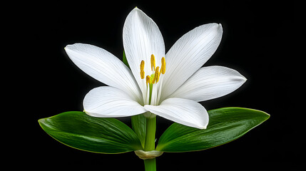 Fototapeta premium White Lily Close Up Black Background