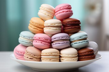 Fototapeta premium Colorful Macarons on a White Plate