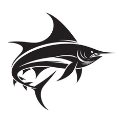 Fearless Swordfish silhouette, charging through the ocean depths - Swordfish illustration - Minimalist Swordfish vector - Fish silhouette

