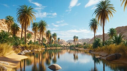 Fototapeta premium Oasis River Valley Sunlight