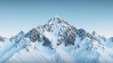 Obraz premium A majestic snow-capped mountain peak under a clear blue sky, embodying the beauty and grandeur of nature.