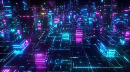 Futuristic City Circuit Board