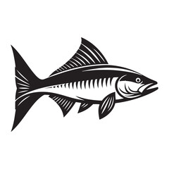 Deepwater Tarpon silhouette, a predator of coastal depths - Tarpon illustration - Minimalist Tarpon vector - Fish silhouette
