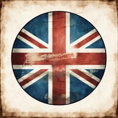 Fototapeta premium Vintage Union Jack Flag Design with Distressed Circular Frame
