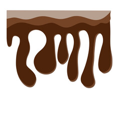 Flowing melted chocolate cartoon vector illustration isolated on transparent background