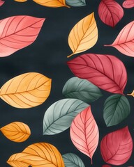 Fototapeta premium A soft abstract watercolor depiction of autumn leaves creating a vibrant and artistic representation of seasonal change