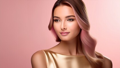Fototapeta premium Pastel pink with subtle golden reflections – Perfect for luxury cosmetics and products