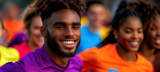 Group Dynamism Smiles Race Together Unity Achievement Positive Energy African Ethnicity Athlete Focus