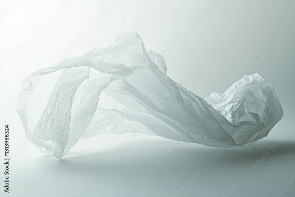 Poster this image features a crumpled piece of white paper set against a soft light background. the abstrac
