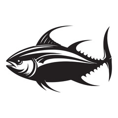 Dynamic Tuna silhouette, built for speed and strength - Tuna illustration - Minimalist Tuna vector - Fish silhouette
