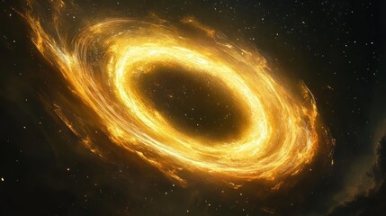 Obraz premium A swirling golden celestial object with cosmic starlight details