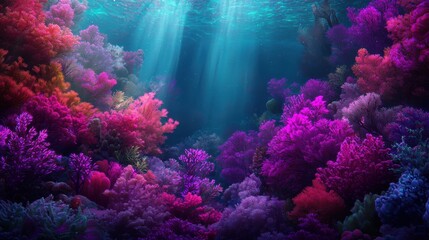 Vibrant Underwater Coral Reef with Colorful Marine Life