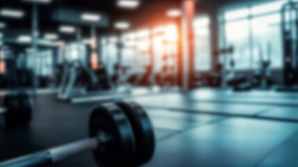 Obraz premium Abstract blur fitness gym with equipment for background. AI Generated Images