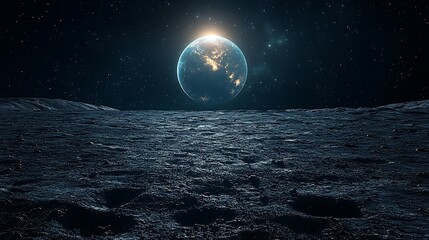 Astronomical Wonders Lunar Horizon Earth Space Travel Cosmic Landscape Photo