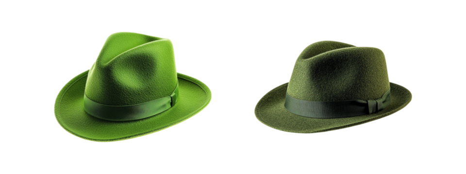 Set of Green Hat accessories accessory isolated on transparent background, cut out - Powered by Adobe