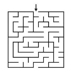 Rectangular Maze Game for Kids - Simple Flat Vector Black and White Outline Illustration - Kdp Maze Game Page.