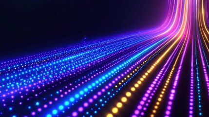 Obraz premium Abstract Neon Lightscape: A Digital Symphony of Color and Motion
