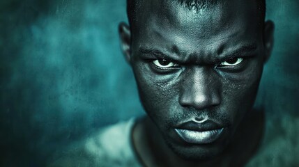 Fototapeta premium Close-up portrait of an angry young Black man.