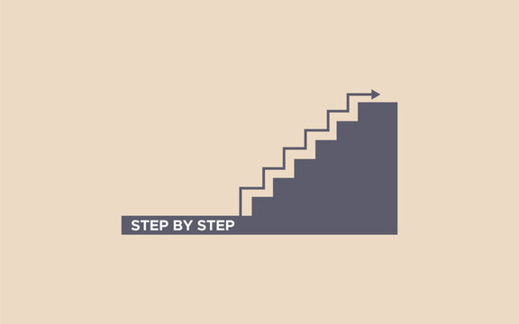 Step by Step Staircase with Arrow for Progression